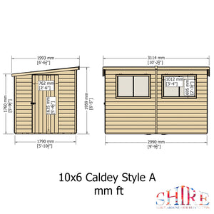 Caldey Single Door 10x6 style A 12mm Shiplap  Garden Shed
