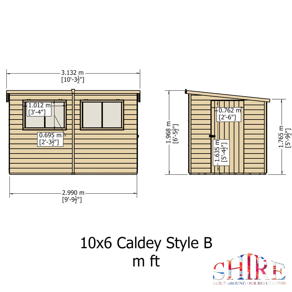 Caldey Single Door 10x6 style B 12mm Shiplap Garden Shed