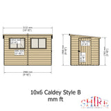 Caldey Single Door 10x6 style B 12mm Shiplap Garden Shed