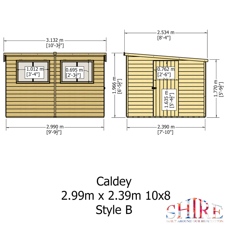 Caldey Single Door 10x8 style B 12mm Shiplap Garden Shed