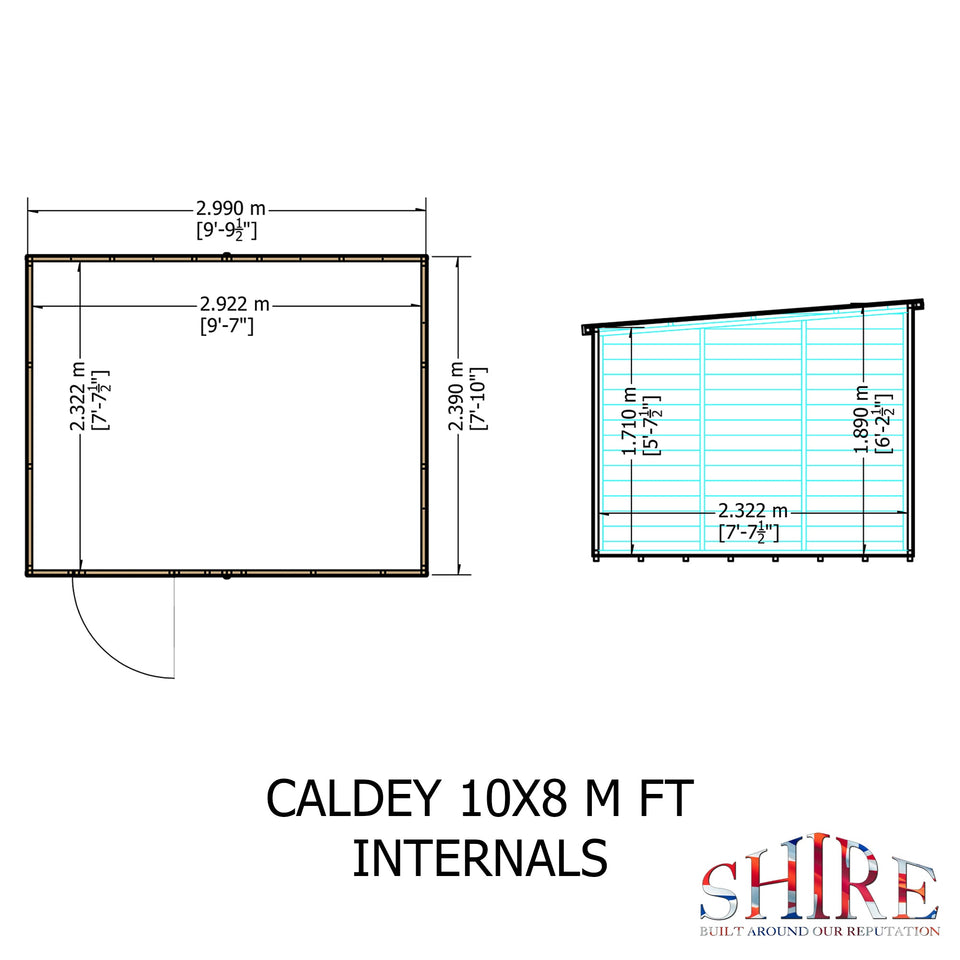 Caldey Single Door 10x8 style D 12mm Shiplap Garden Shed