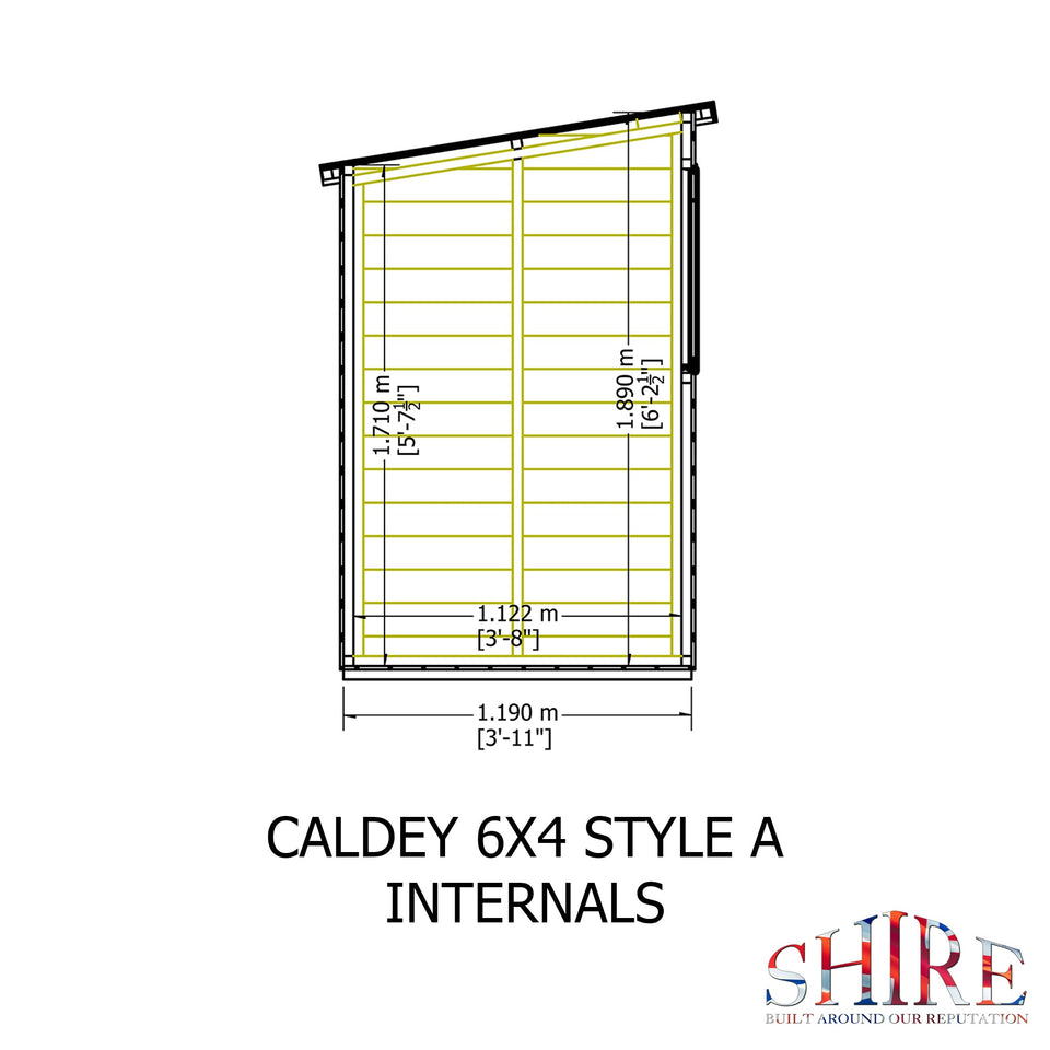 Caldey Single Door 6x4 style A 12mm Shiplap Garden Shed