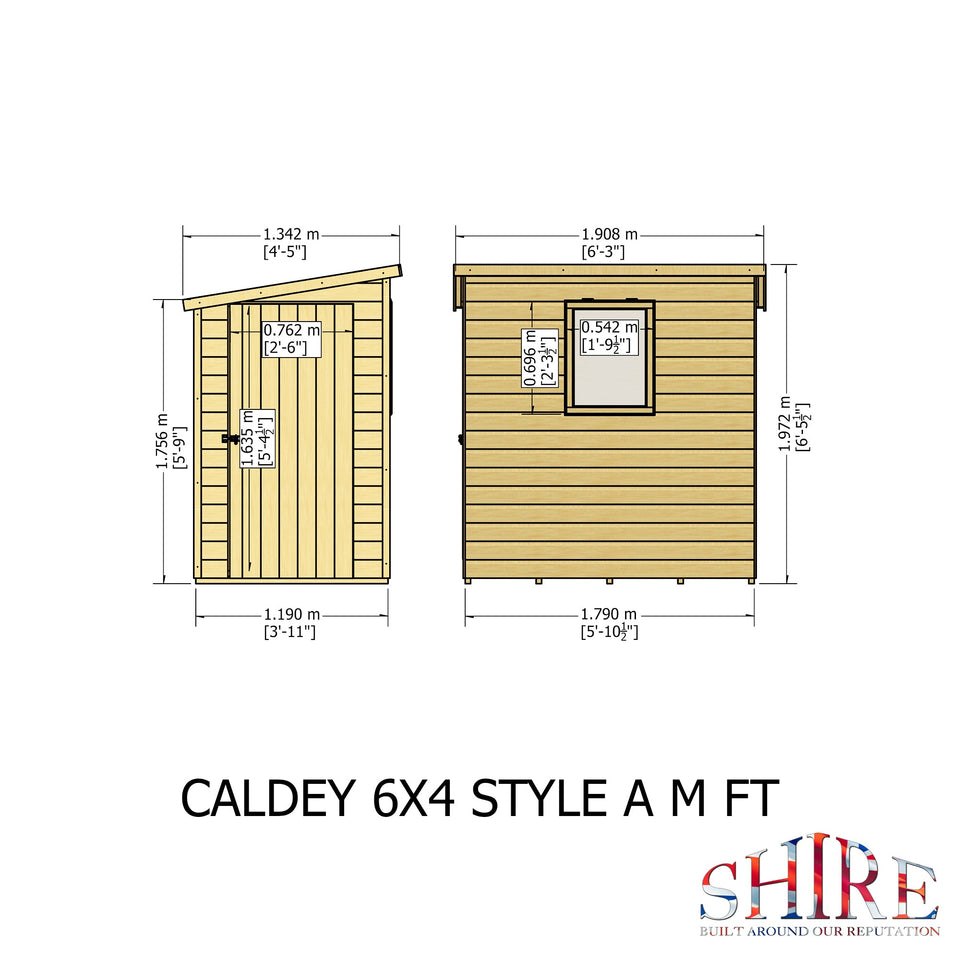 Caldey Single Door 6x4 style A 12mm Shiplap Garden Shed