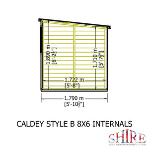 Caldey Single Door 8x6 style B 12mm Shiplap Garden Shed