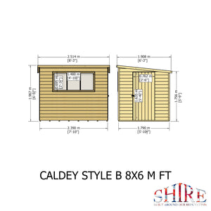 Caldey Single Door 8x6 style B 12mm Shiplap Garden Shed