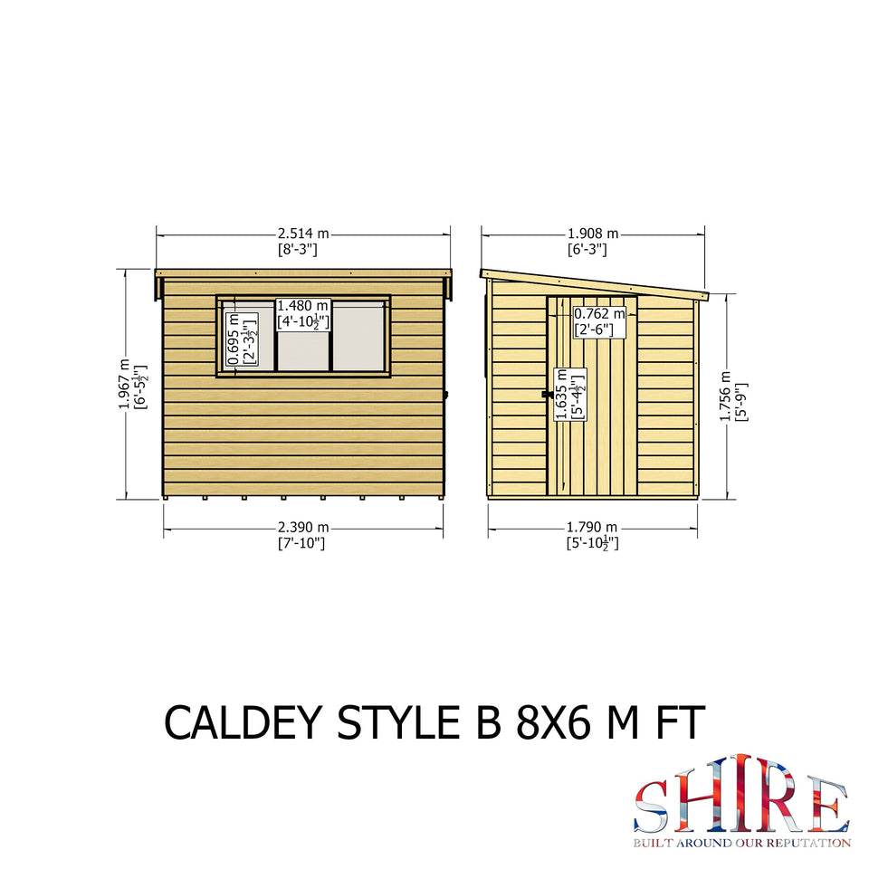 Caldey Single Door 8x6 style B 12mm Shiplap Garden Shed