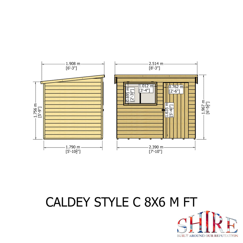 Caldey Single Door 8x6 Style C 12mm Shiplap Garden Shed