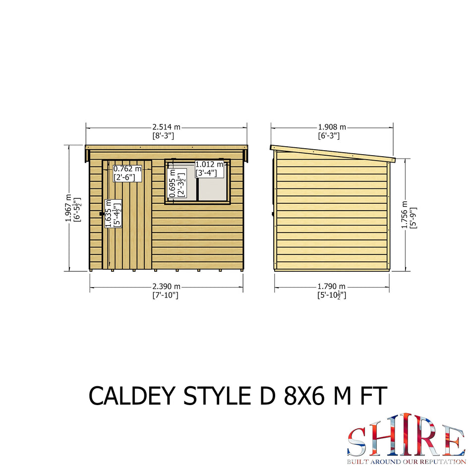 Caldey Single Door 8x6  style D 12mm Shiplap Garden Shed
