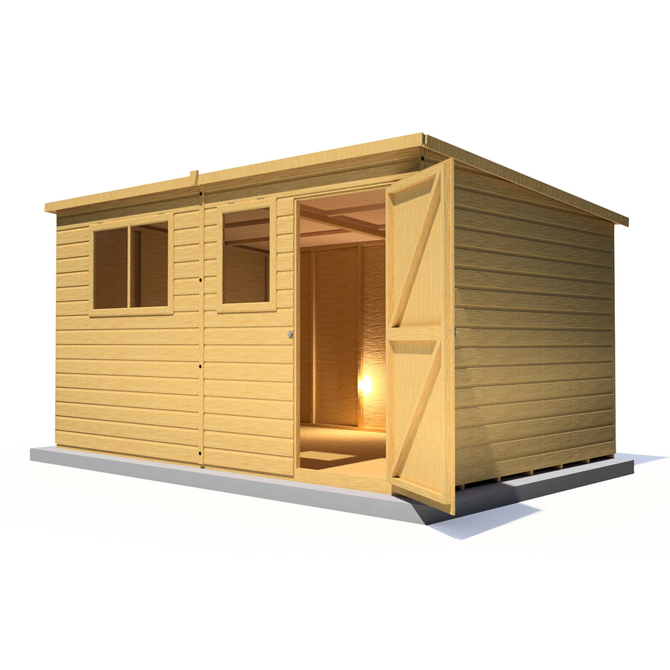 Caldey single door 12x8 Style C 12mm Shiplap Garden Shed