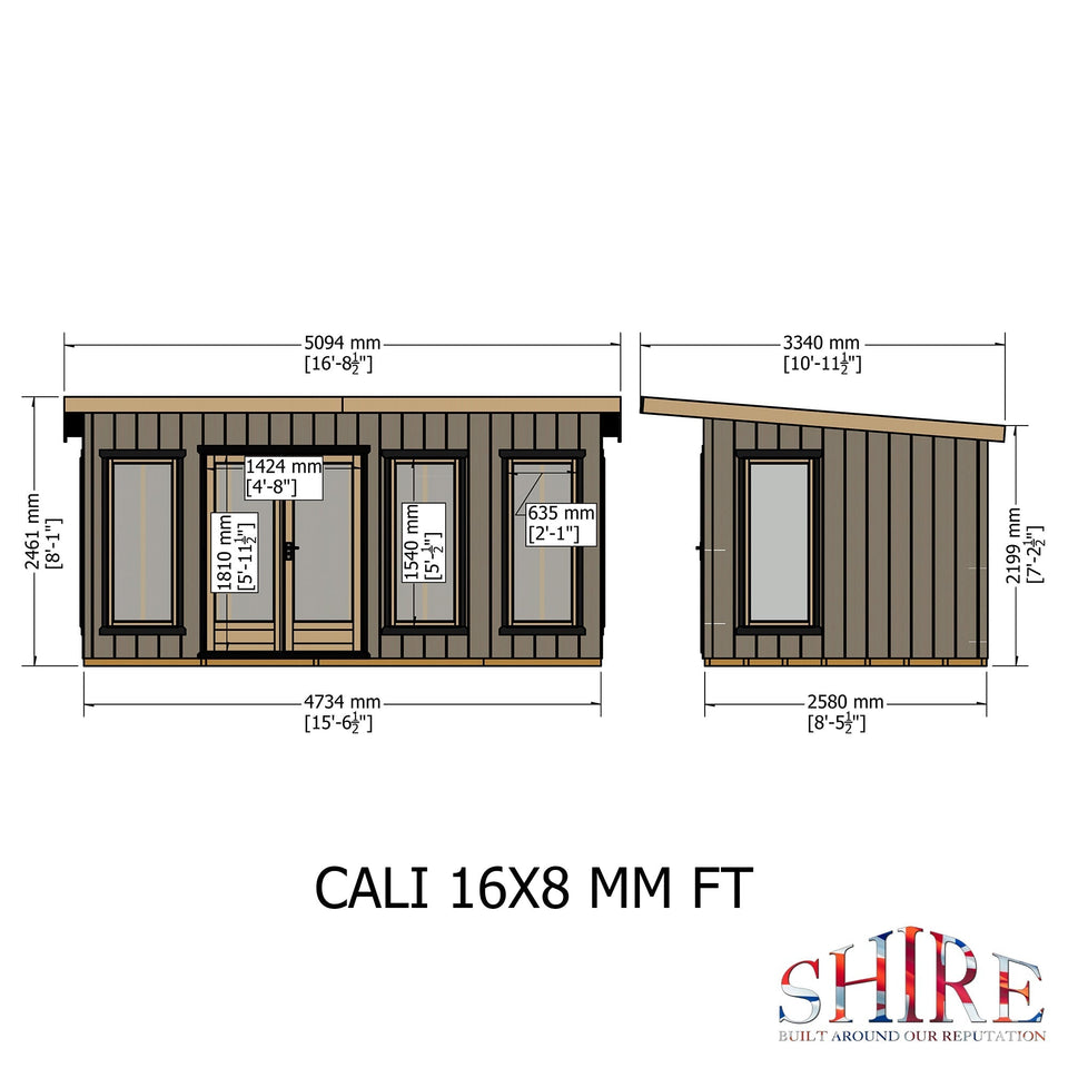 16x8 insulated Garden Studio Office Pent Roof