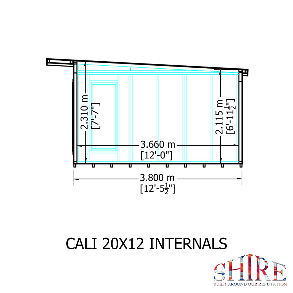 20x12 insulated Garden Studio Office Pent Roof