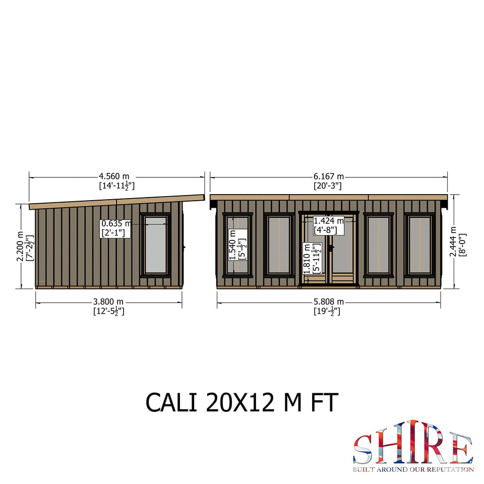 20x12 insulated Garden Studio Office Pent Roof