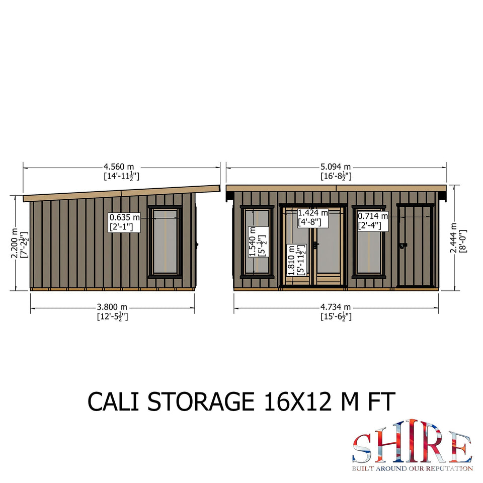 16x12 insulated Garden Studio Office and Store Pent Roof