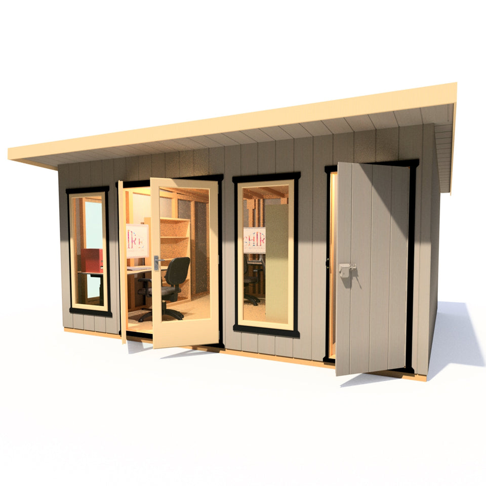 16x12 insulated Garden Studio Office and Store Pent Roof