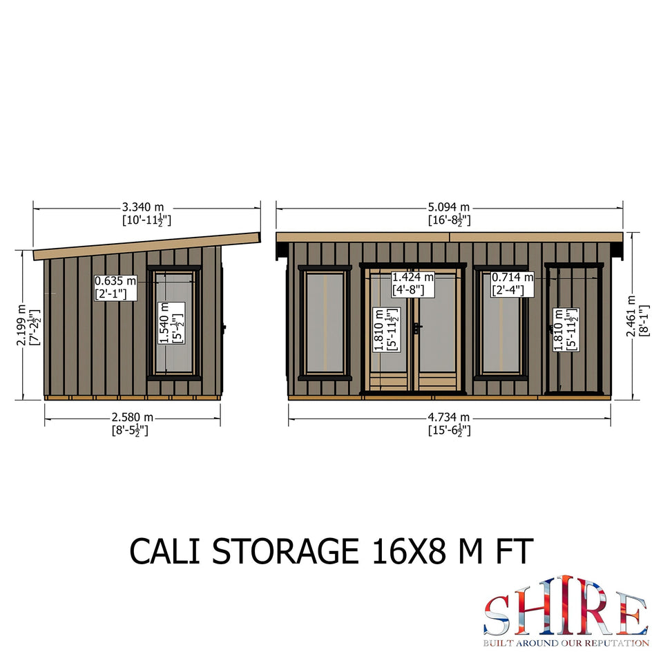 16x8 insulated Garden Studio Office and Store Pent Roof