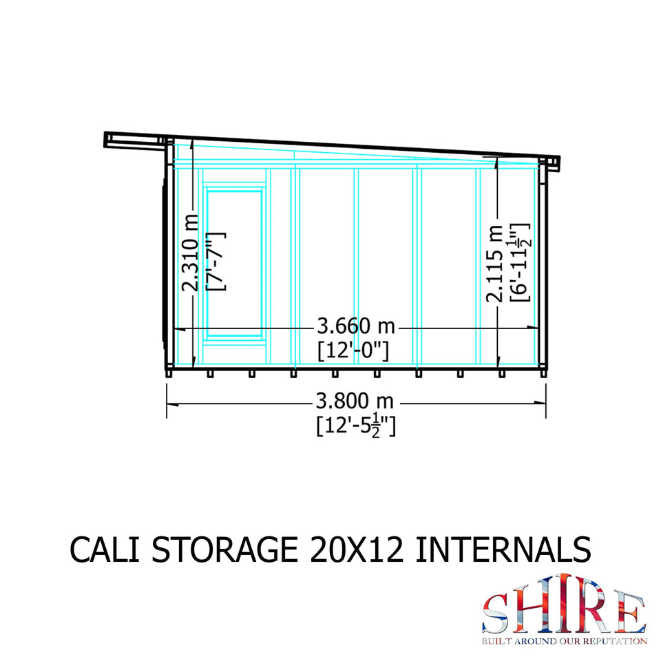 20x12 insulated Garden Studio Office and Store Pent Roof