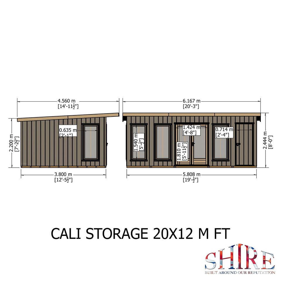 20x12 insulated Garden Studio Office and Store Pent Roof