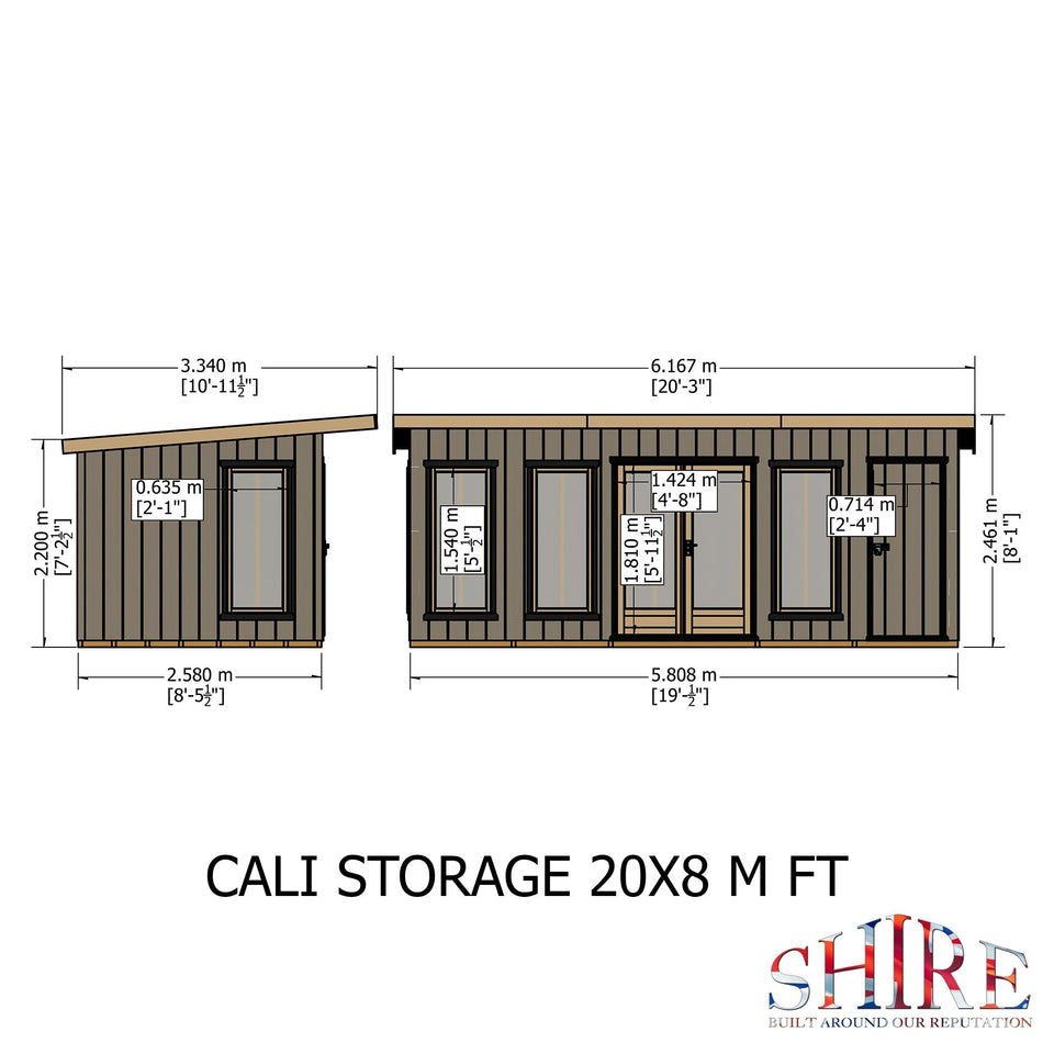 20x8 insulated Garden Studio Office and Store Pent Roof