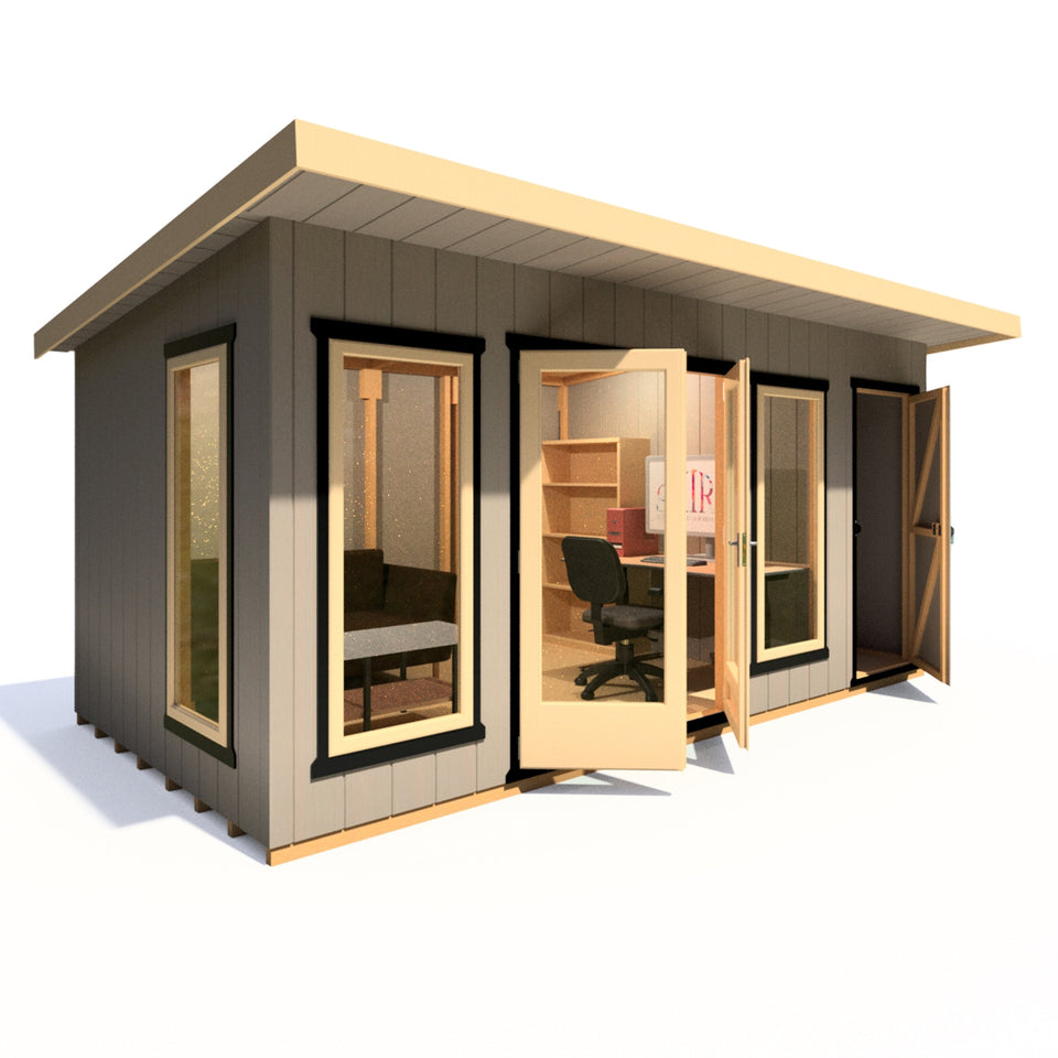 16x8 insulated Garden Studio Office and Store Pent Roof