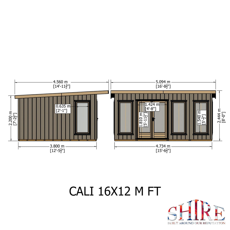 16x12 insulated Garden Studio Office Pent Roof