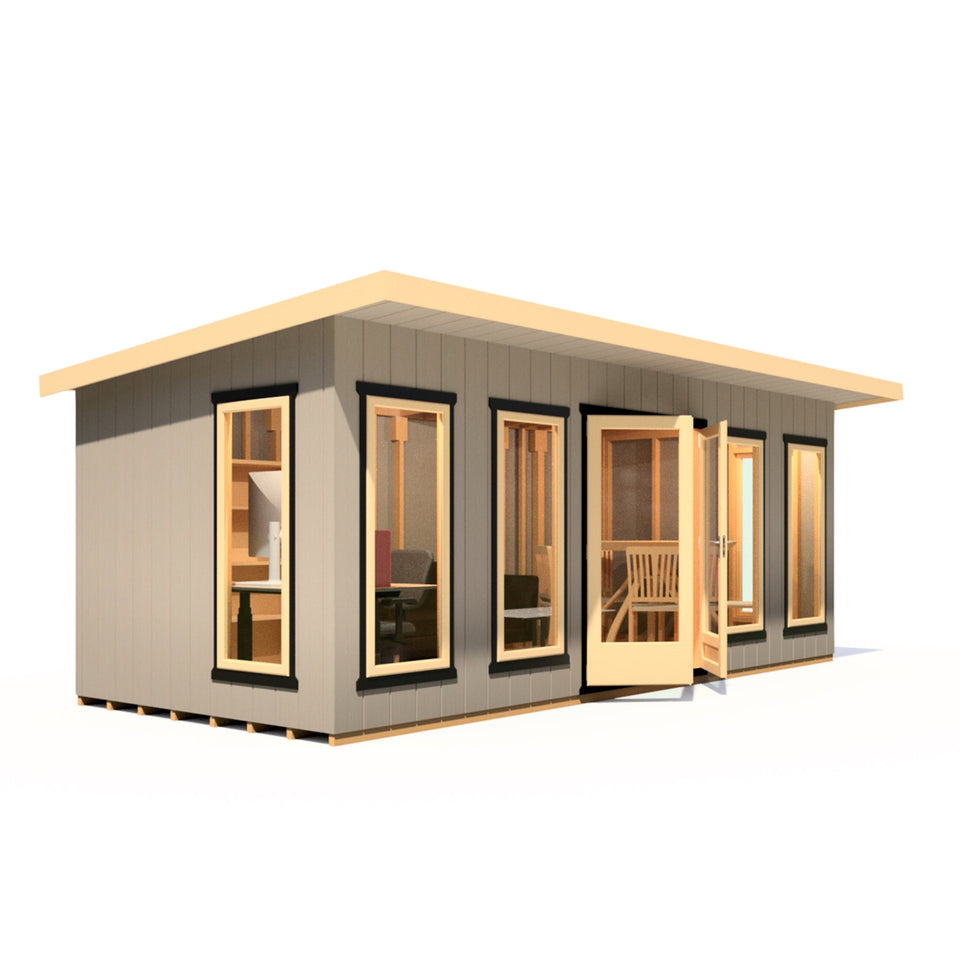20x8 insulated Garden Studio Office Pent Roof