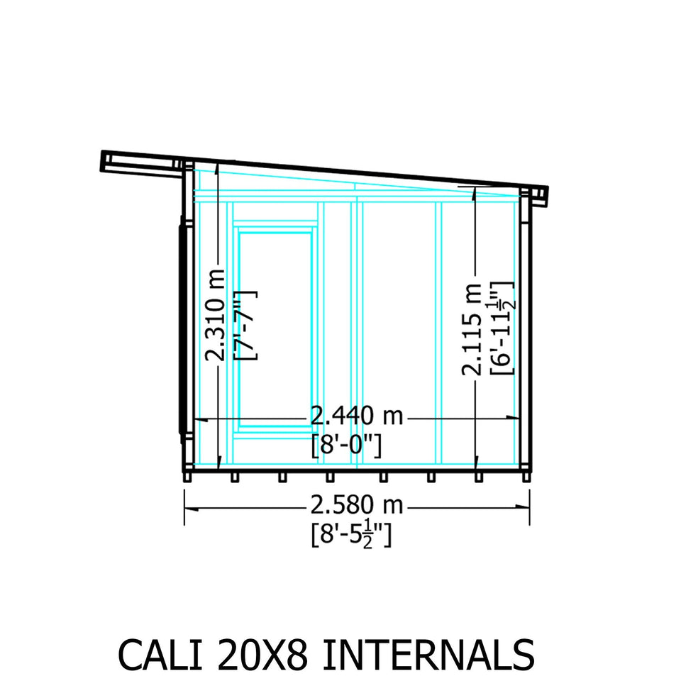 20x8 insulated Garden Studio Office Pent Roof