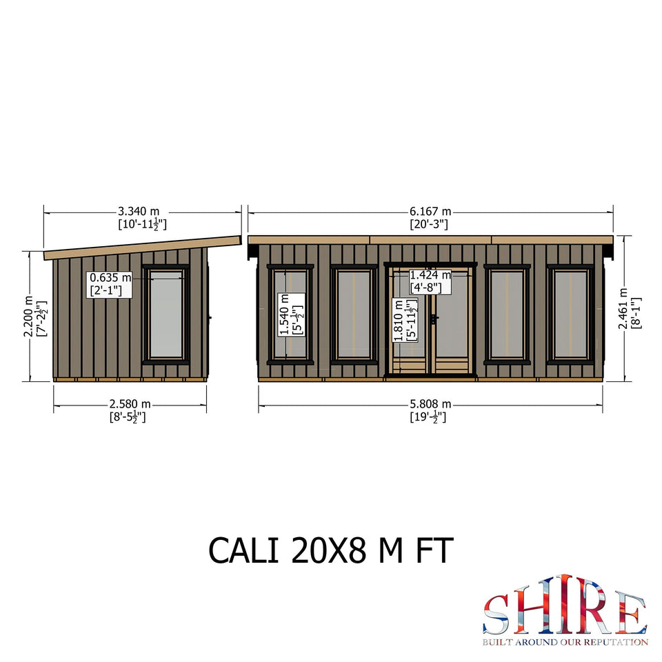 20x8 insulated Garden Studio Office Pent Roof