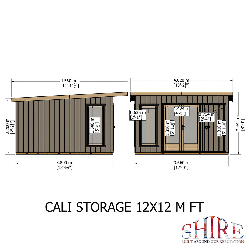 12x12 insulated Garden Studio Office Pent Roof