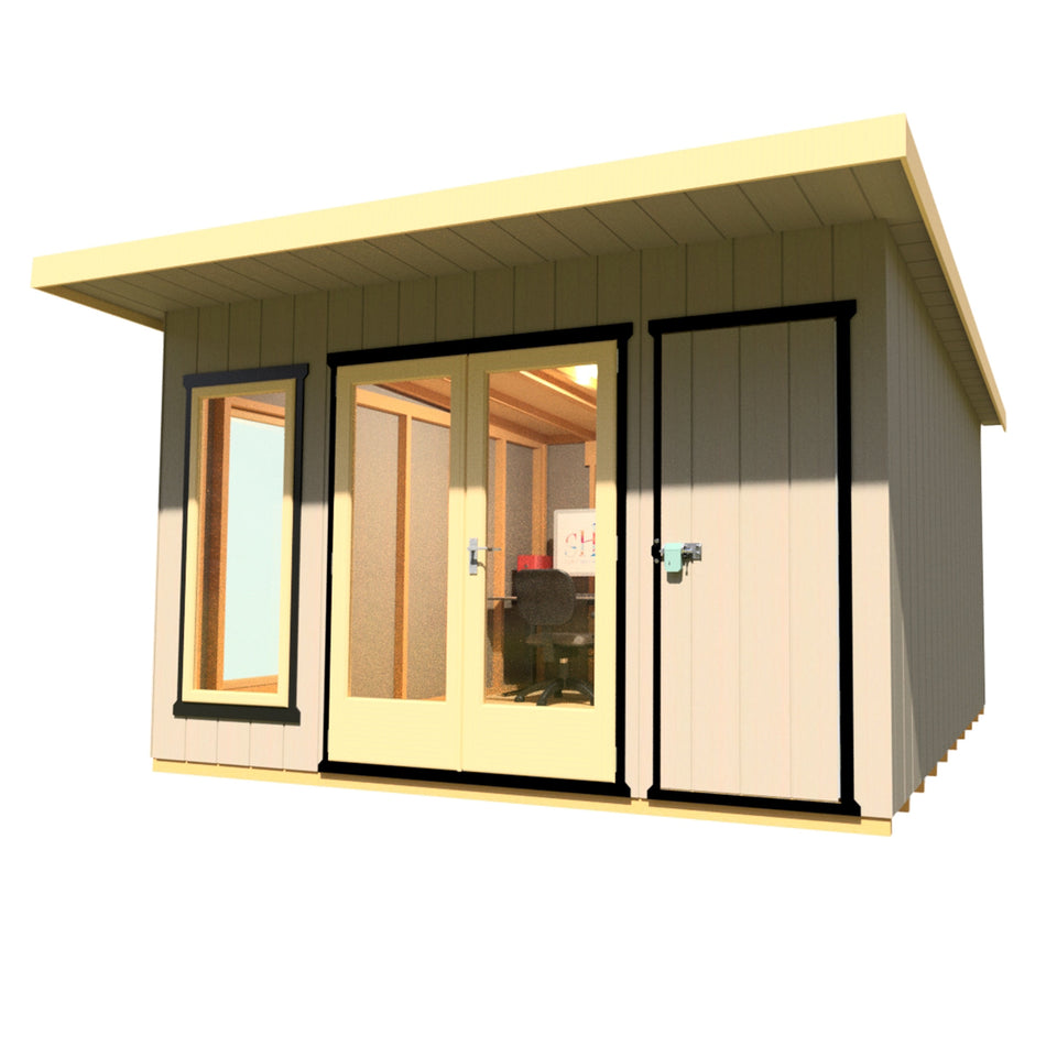 12x12 insulated Garden Studio Office Pent Roof