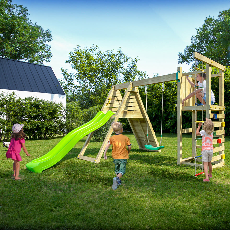 Climber Climbing Frame with swing rope ladder and climbing wall