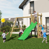 Climbing frame Rumble Ridge Rock Wall with double swing, slide and wall
