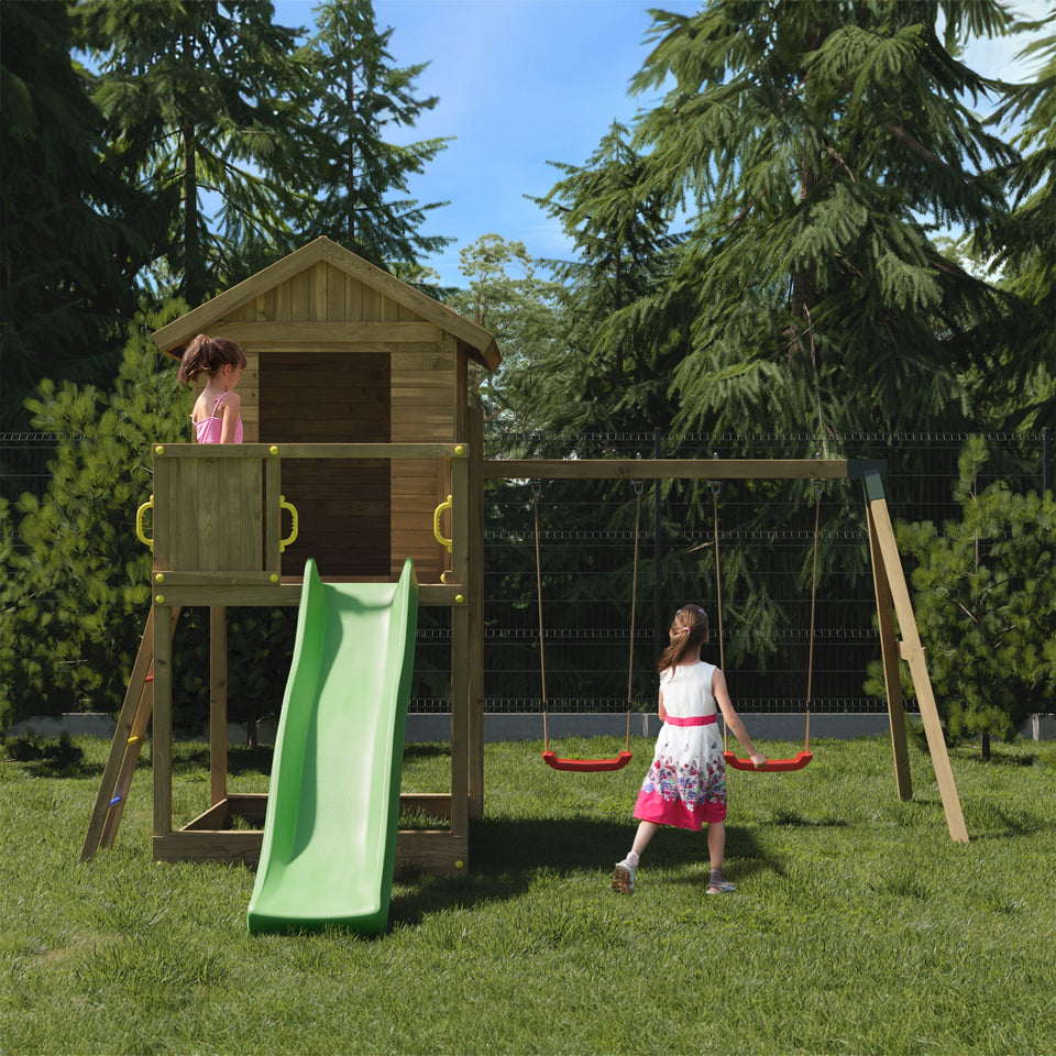 Galaxy Climbing Frame Playhouse with Swings and Slide