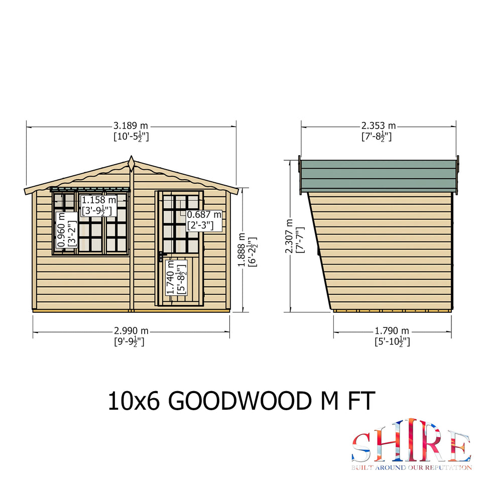 Goodwood 10x6 Style C Summerhouse 12mm Shiplap