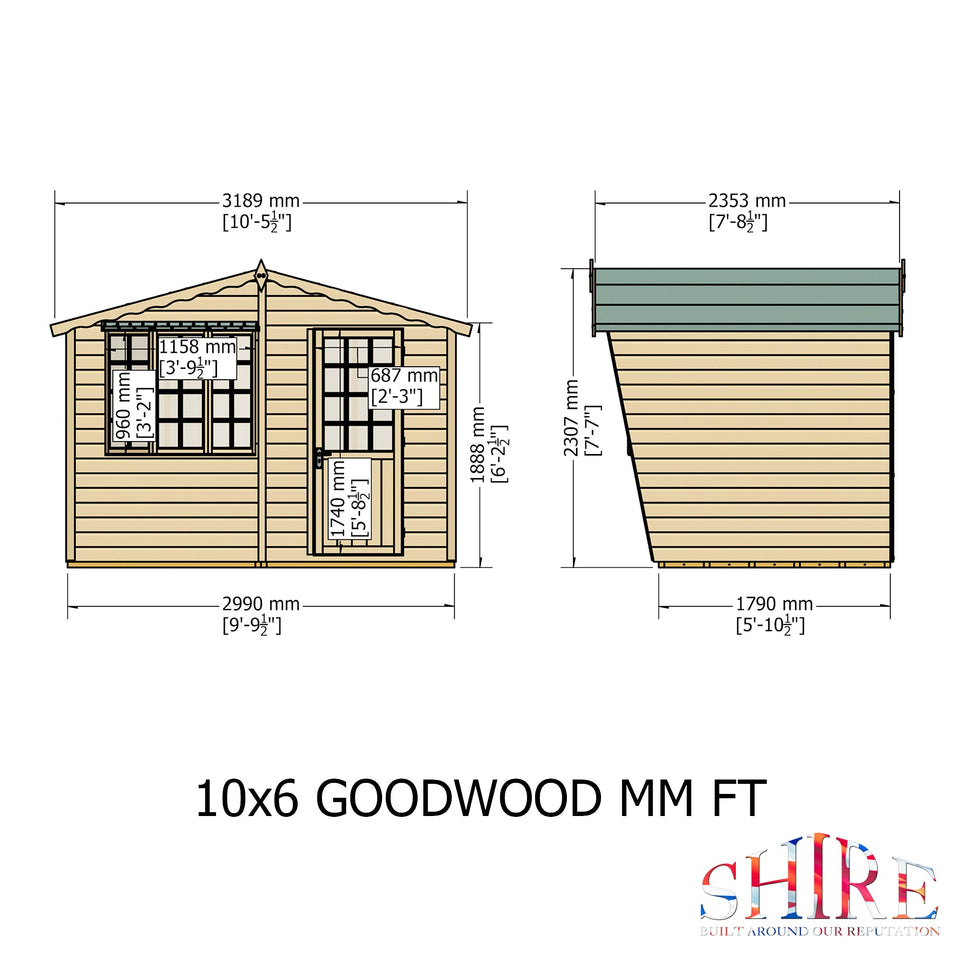Goodwood 10x6 Style C Summerhouse 12mm Shiplap