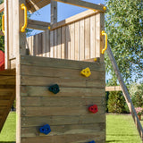Climbing frame Adventure Peaks Fortress 3 with swing, slide, wall and rope