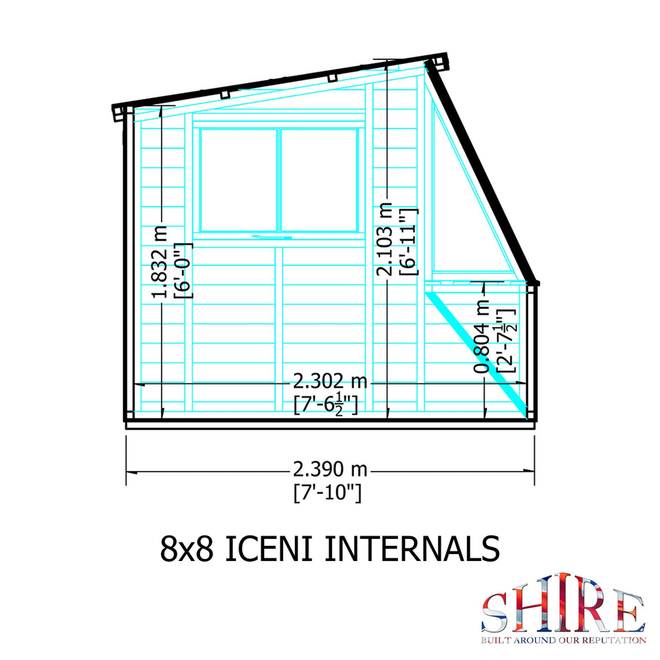 8x8 Iceni Potting Shed Style A single door 12mm Shiplap