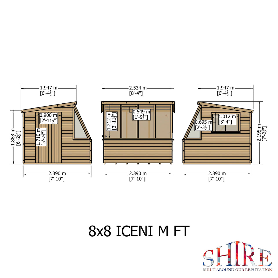 8x8 Iceni Potting Shed Style A single door 12mm Shiplap