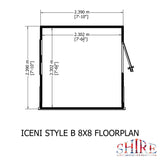 8x8 Iceni Potting Shed Style B Single Door 12mm Shiplap