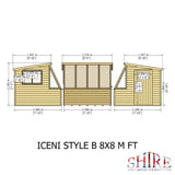 8x8 Iceni Potting Shed Style B Single Door 12mm Shiplap