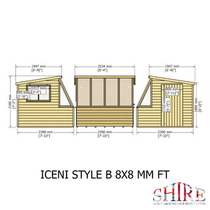8x8 Iceni Potting Shed Style B Single Door 12mm Shiplap