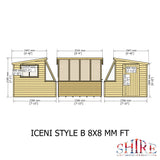 8x8 Iceni Potting Shed Style B Single Door 12mm Shiplap