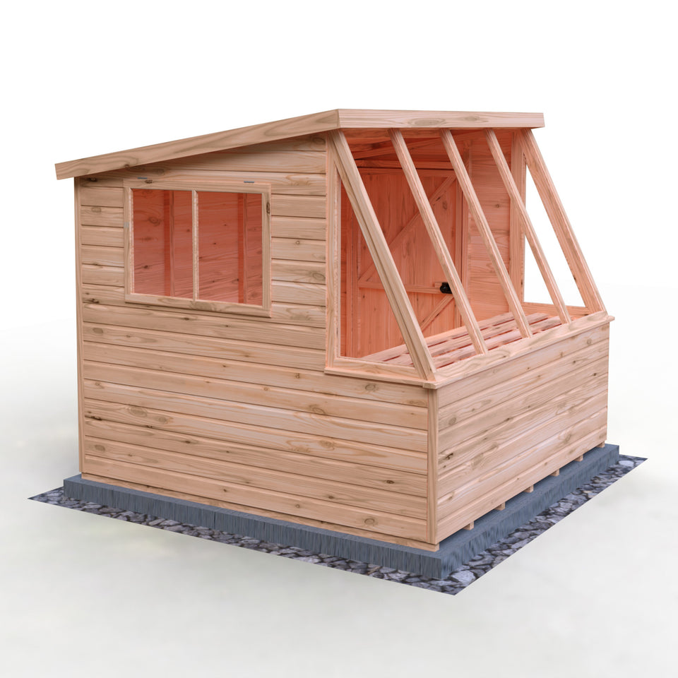 8x8 Iceni Potting Shed Style B Single Door 12mm Shiplap