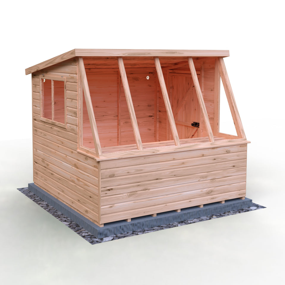 8x8 Iceni Potting Shed Style B Single Door 12mm Shiplap
