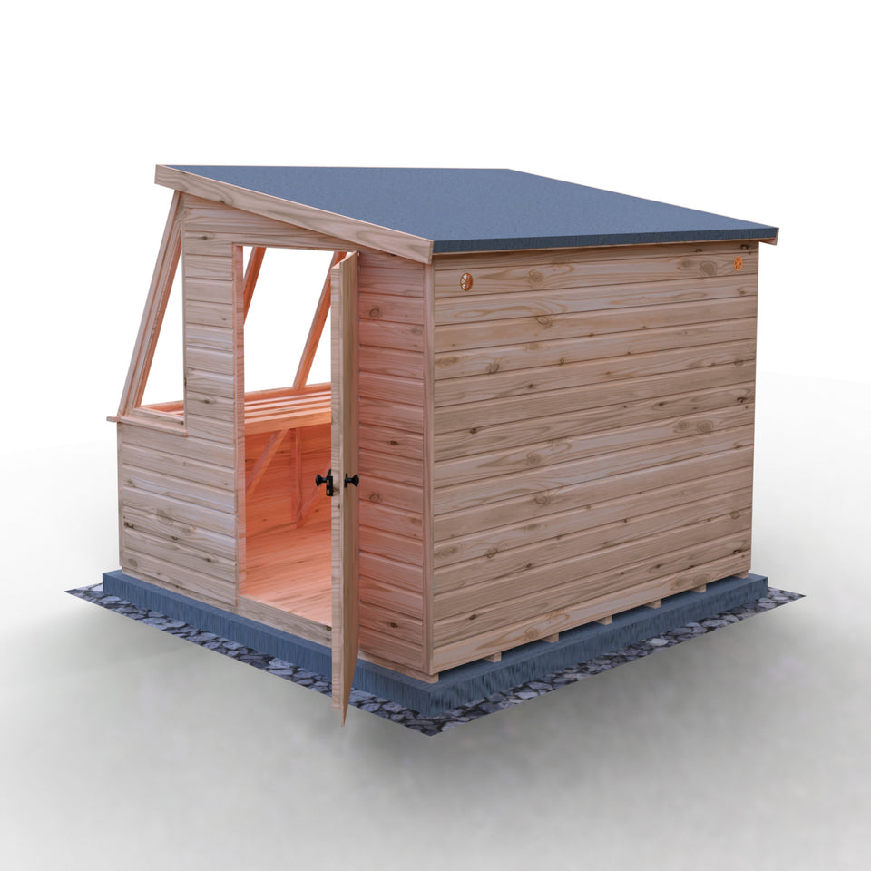 8x8 Iceni Potting Shed Style B Single Door 12mm Shiplap