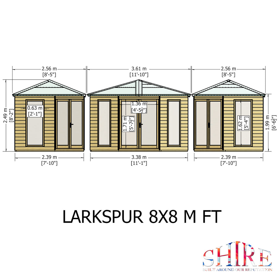 Larkspur 8x8 Corner Summerhouse 12mm Shiplap