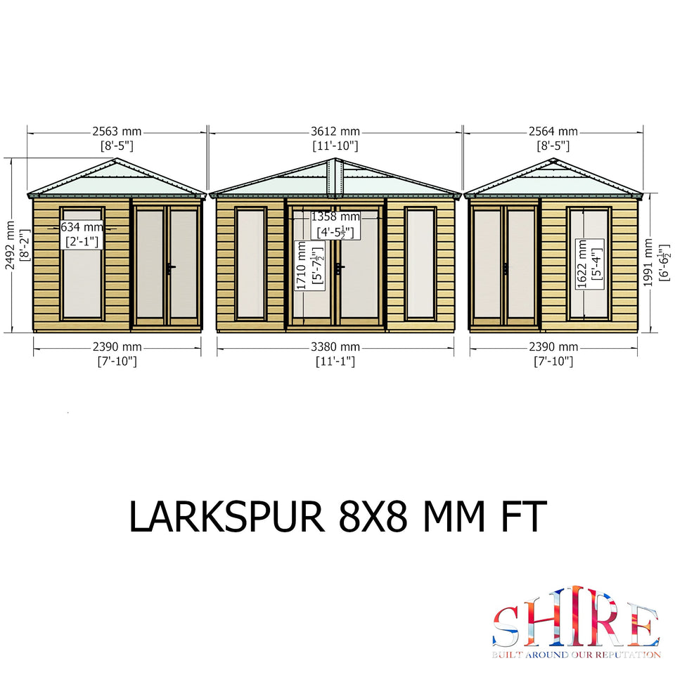 Larkspur 8x8 Corner Summerhouse 12mm Shiplap