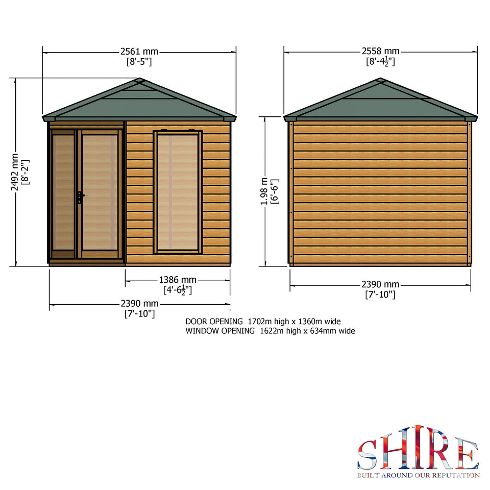 Larkspur 8x8 Corner Summerhouse 12mm Shiplap