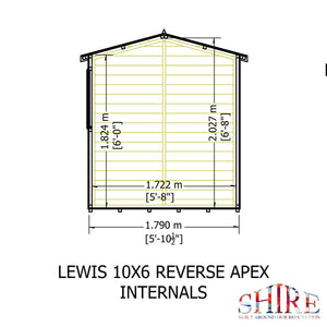 Lewis 10x6 Reverse Apex Style D Garden Shed 12mm Shiplap T&G