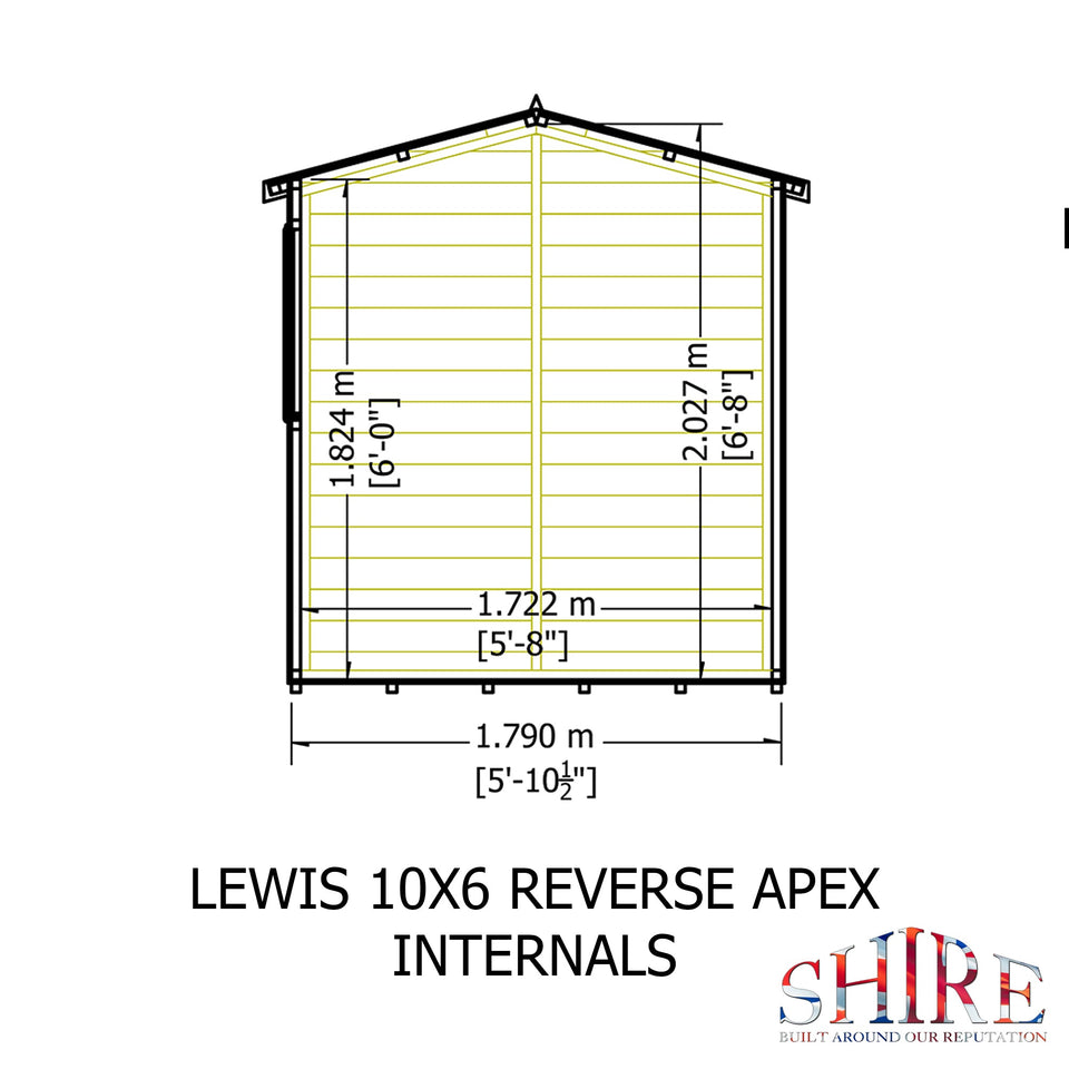Lewis 10x6 Garden Shed Style C 12mm Shiplap T&G