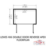 Lewis 4x6 Reverse Apex Garden Shed Double Doors 12mm Shiplap T&G